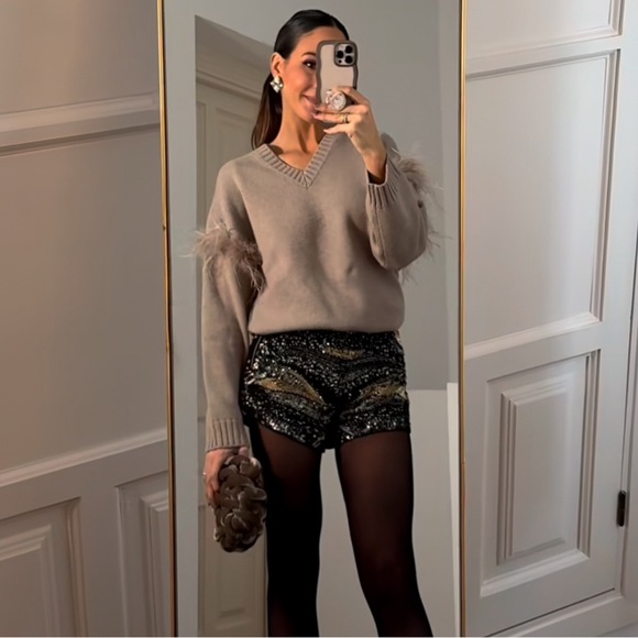 NWT ZARA SEQUIN SHORTS - Picture 4 of 16